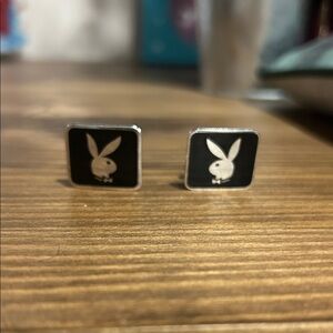 Vintage PLAYBOY Black and Silver Logo Cufflinks